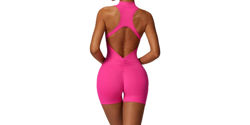 Jumpsuit one-piece halter neck zip-up